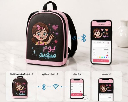 شنط شاشة ليد زهري صغير شامل شاحن بور بانك